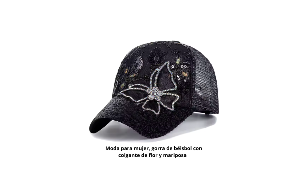 cap with butterfly and flower design