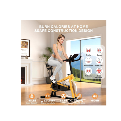 Bicicleta de Spinning Profesional con Bluetooth, Resistencia Ajustable y Soporte para Tablet