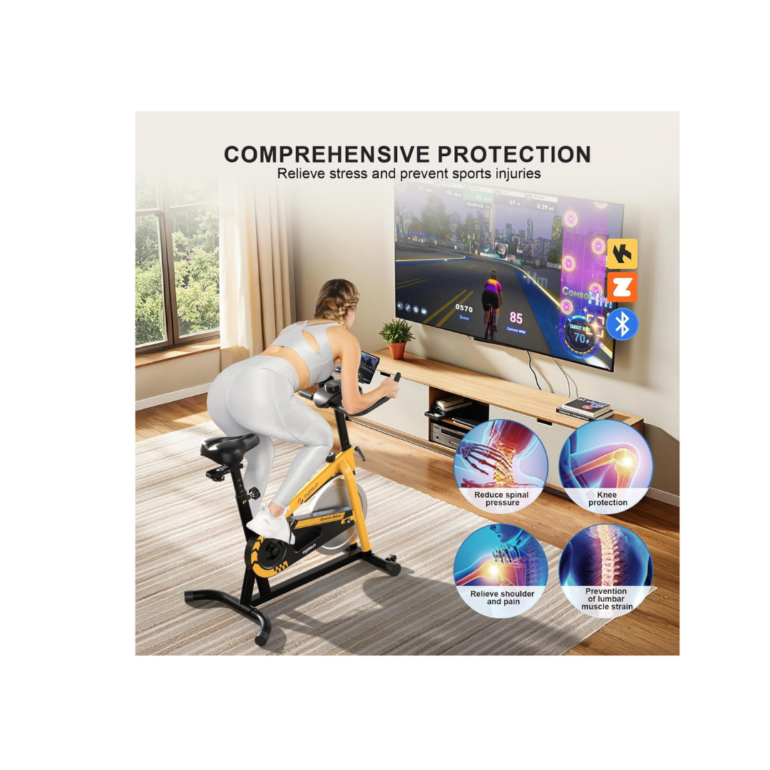 Bicicleta de Spinning Profesional con Bluetooth, Resistencia Ajustable y Soporte para Tablet